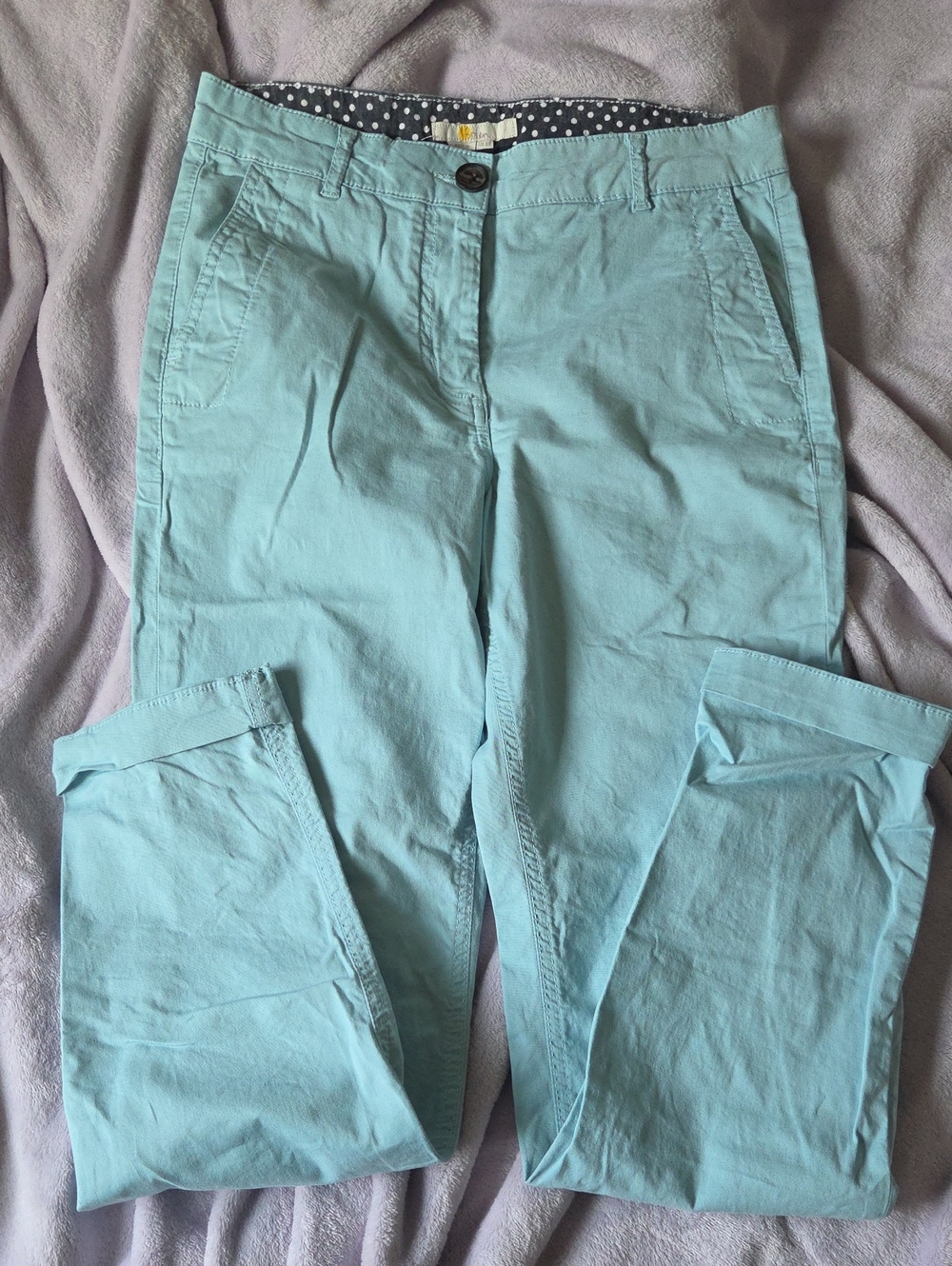 Boden Sky Blue Helena Chino Trousers Ankle Slim Straight Leg Pants US 2R